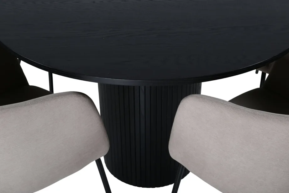 Ümmargune söögilaua ja toolide komplekt Bianca (must laud, beežid toolid), GR22226 – 9
