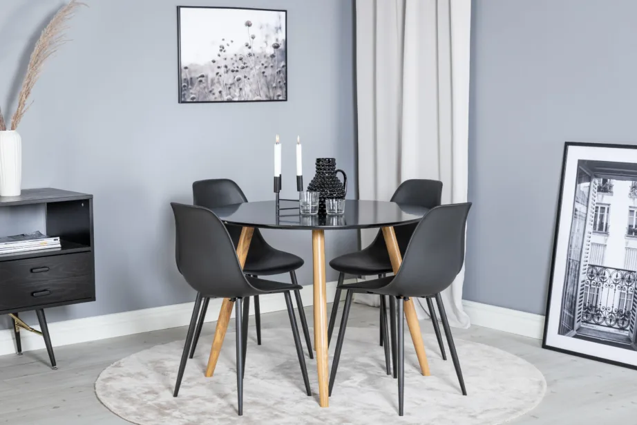 Ümmargune söögilaua komplekt Plaza musta MDF lauaga ja Polar toolidega, GR24095 - 3
