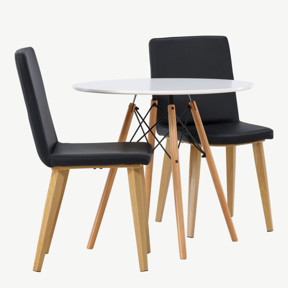 Ümmargune söögilauakomplekt Danburi valge MDF lauaga ja musta Today tooliga, GR23909 – 3