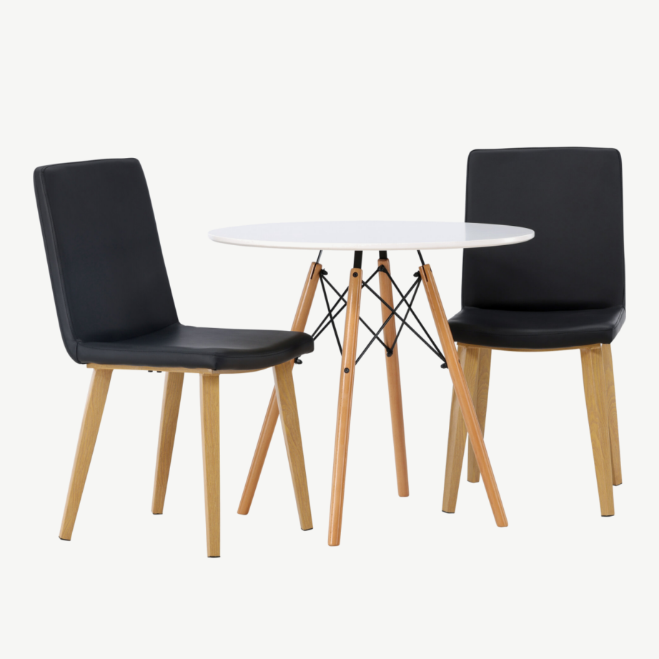 Ümmargune söögilauakomplekt Danburi valge MDF lauaga ja musta Today tooliga, GR23909 – 4