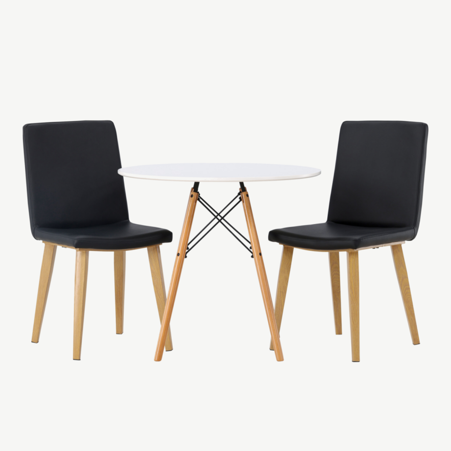 Ümmargune söögilauakomplekt Danburi valge MDF lauaga ja musta Today tooliga, GR23909 – 5