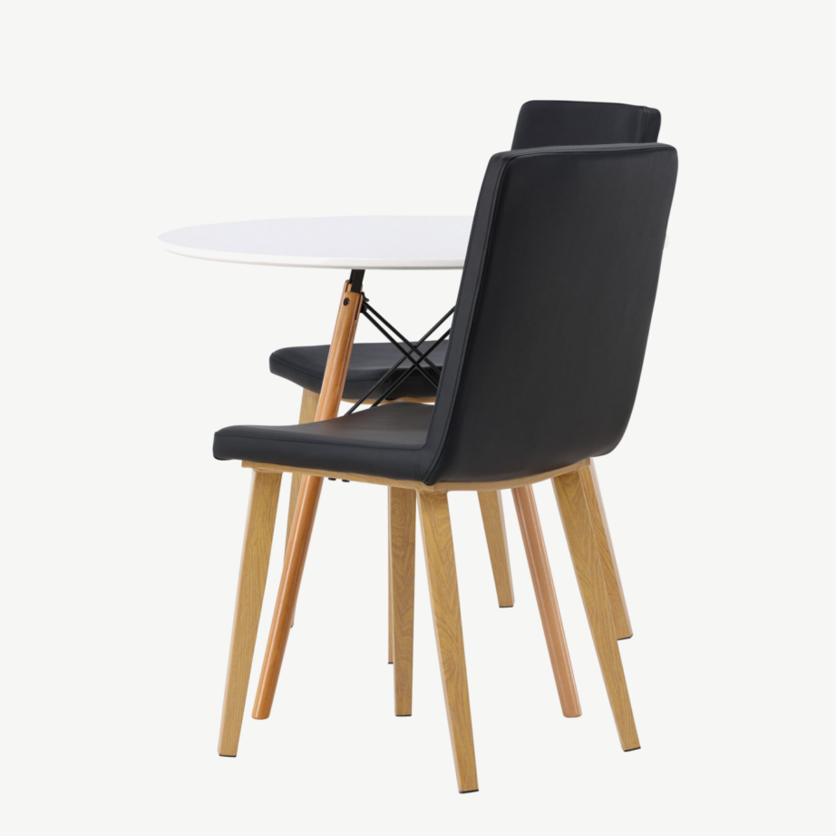 Ümmargune söögilauakomplekt Danburi valge MDF lauaga ja musta Today tooliga, GR23909 – 7