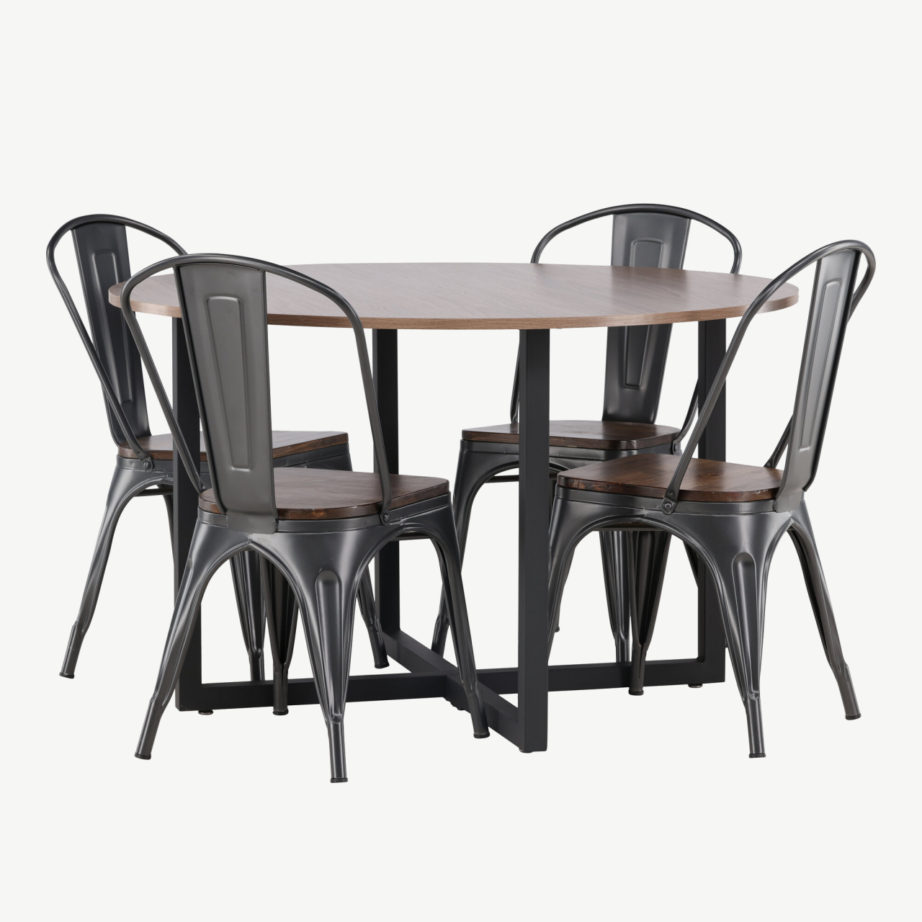 Ümmargune söögilauakomplekt Durango (pähkel, must teras, 120 cm), GR23163 – 3