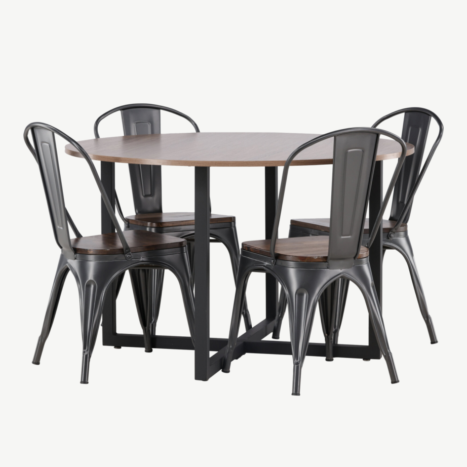 Ümmargune söögilauakomplekt Durango (pähkel, must teras, 120 cm), GR23163 – 4