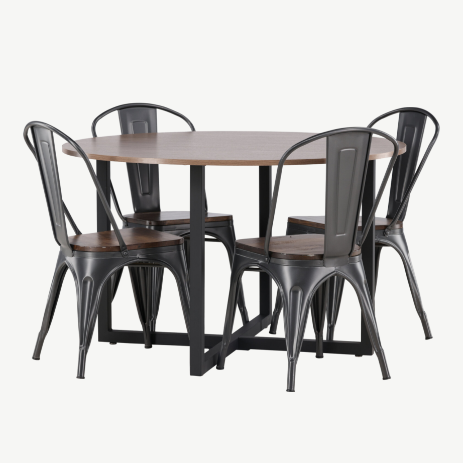 Ümmargune söögilauakomplekt Durango (pähkel, must teras, 120 cm), GR23163 – 6