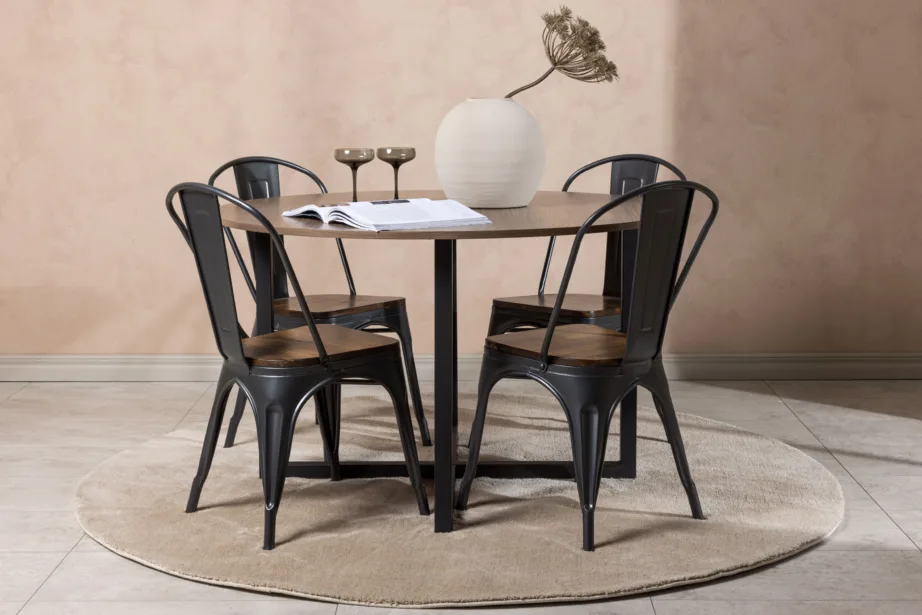 Ümmargune söögilauakomplekt Durango (pähkel, must teras, 120 cm), GR23163 – 8