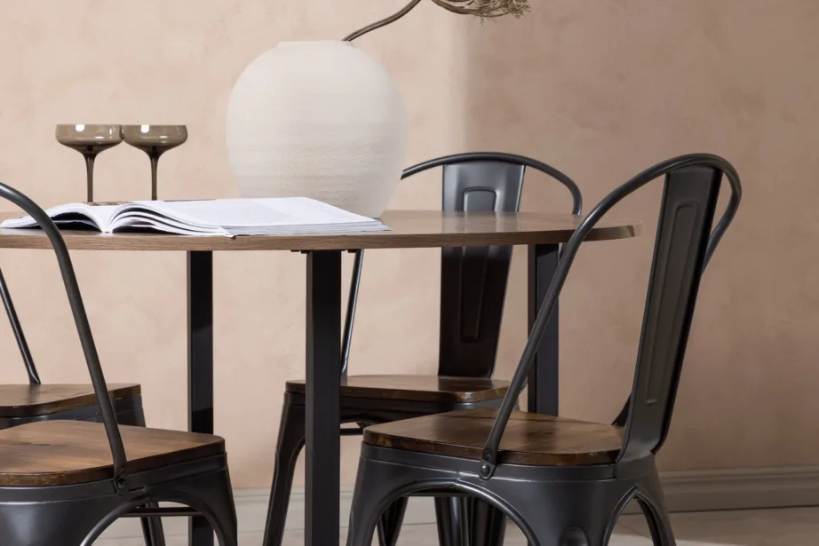 Ümmargune söögilauakomplekt Durango (pähkel, must teras, 120 cm), GR23163 – 9