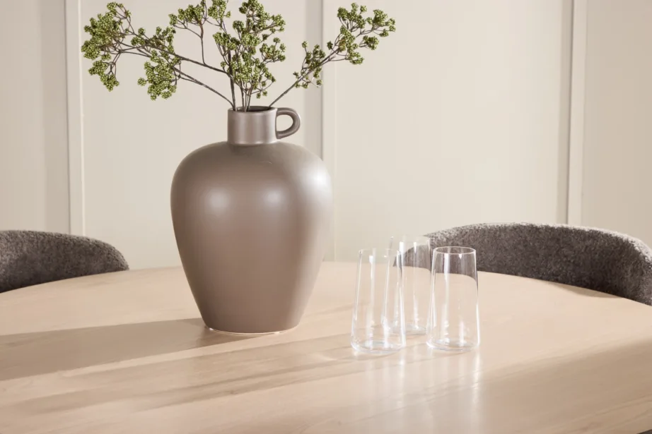 Ümmargune söögilauakomplekt Flora: hele laud ja 4 pruuni buklee tooli Astoria, GR24722 – 10