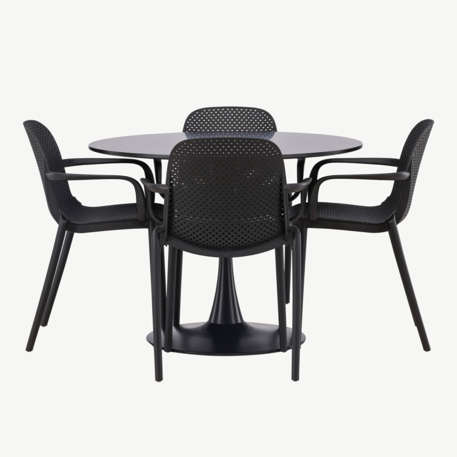 Ümmargune söögilauakomplekt Glade (must MDF, must plastik, 4 tooli), GR23130 – 5