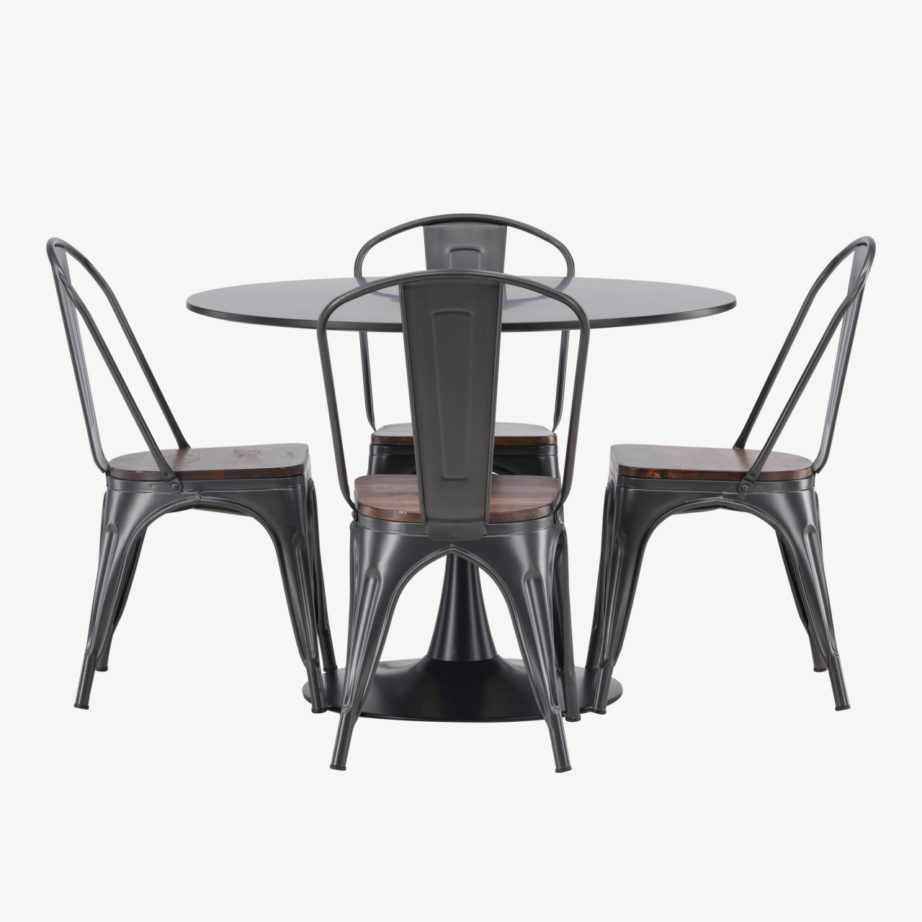 Ümmargune söögilauakomplekt Glade (must MDF, teras, 3 tooliga), GR23145 – 2