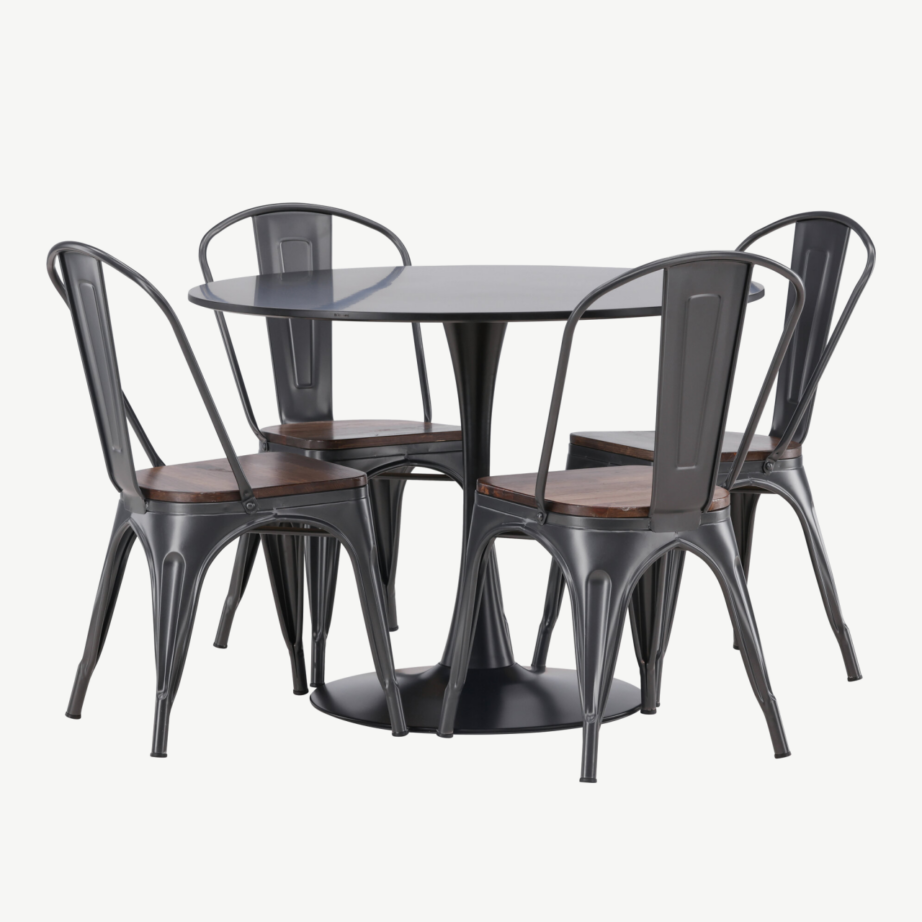 Ümmargune söögilauakomplekt Glade (must MDF, teras, 3 tooliga), GR23145 – 4