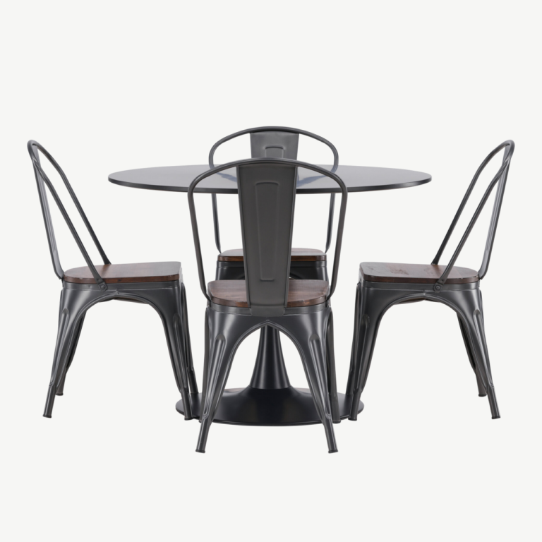Ümmargune söögilauakomplekt Glade (must MDF, teras, 3 tooliga) - GR23145