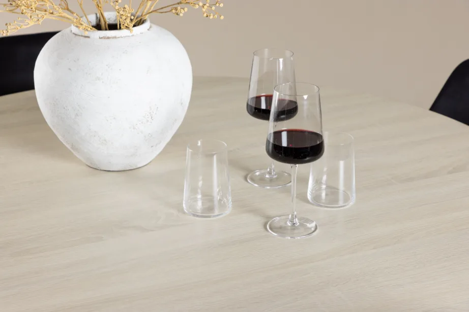 Ümmargune söögilauakomplekt Lanzo valge peitsiga laud ja mustad Night toolid (4 tk, ø120 cm), GR24429 – 10