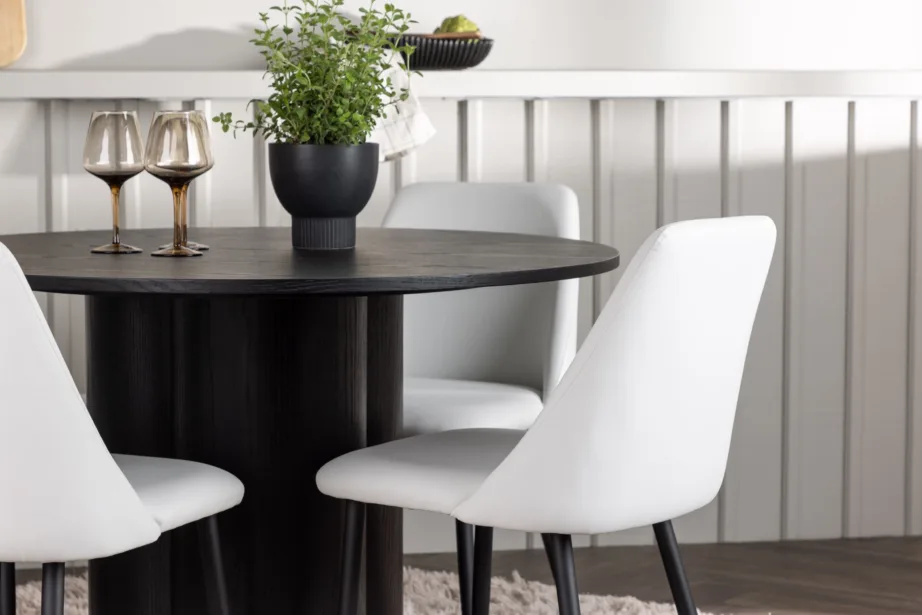 Ümmargune söögilauakomplekt Olivia, must MDF laud ja Night toolid, pruun samet, GR23825 – 10