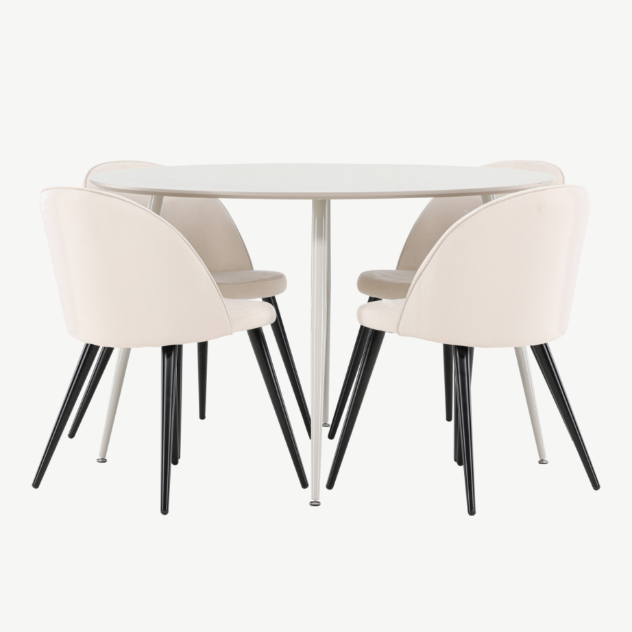 Ümmargune söögilauakomplekt Plaza (beež MDF laud, 4 velvetkangaga tooli), GR24414 – 5