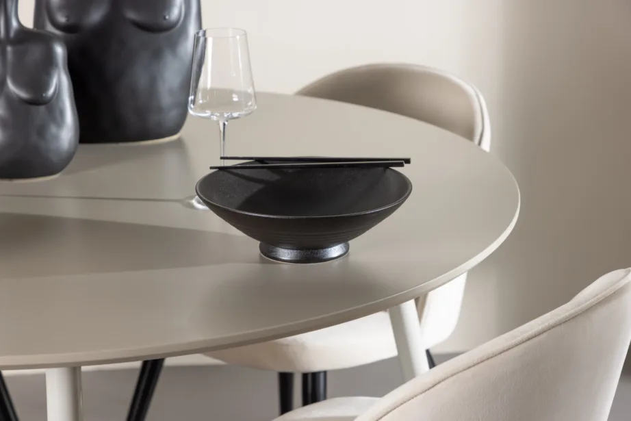 Ümmargune söögilauakomplekt Plaza (beež MDF laud, 4 velvetkangaga tooli), GR24414 – 10