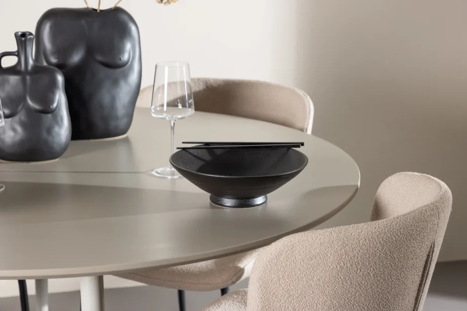 Ümmargune söögilauakomplekt Plaza laud ja Modesto toolid (beež, bukleekangas, 4-le), GR24412 – 10