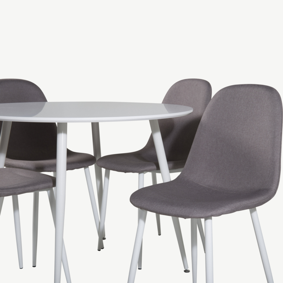 Ümmargune söögilauakomplekt Plaza nelja halli kangast tooliga, GR23991 – 2