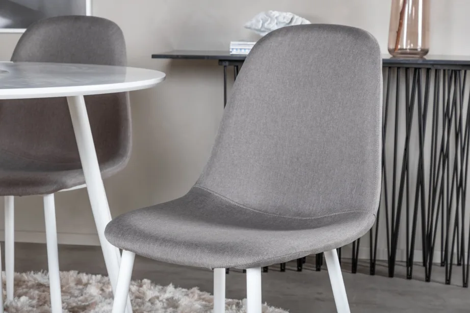 Ümmargune söögilauakomplekt Plaza nelja halli kangast tooliga, GR23991 – 4