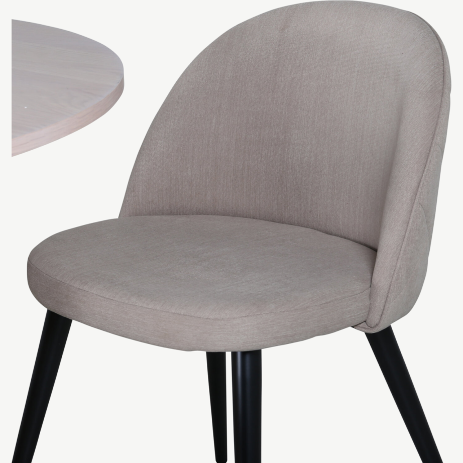 Ümmargune söögilaud Bianca valge peitsiga, 4 beeži Velvet-tooli, GR22208 – 7