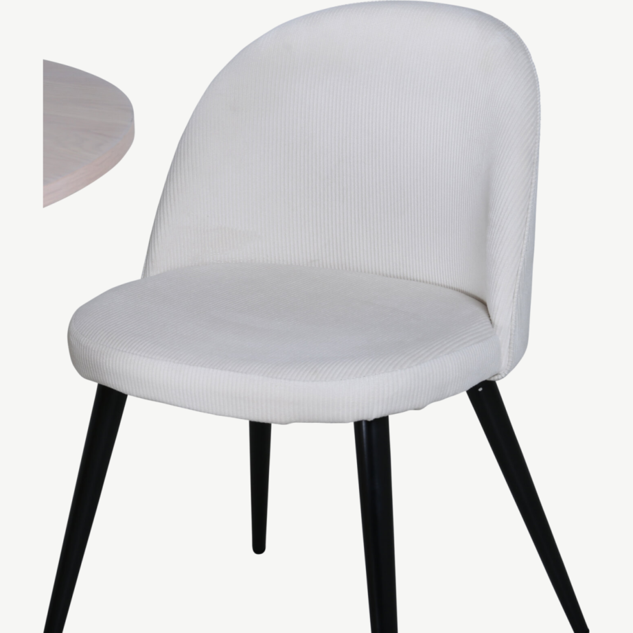 Ümmargune söögilaud Bianca valge peitsiga, 4 sametist tooli, GR22210 – 8