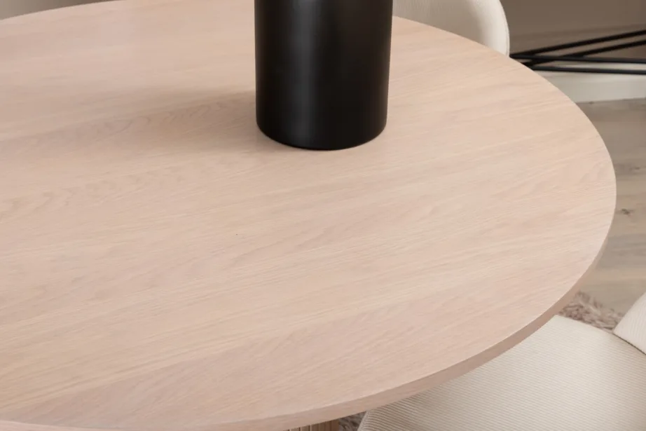 Ümmargune söögilaud Bianca valge peitsiga, 4 sametist tooli, GR22210 – 7