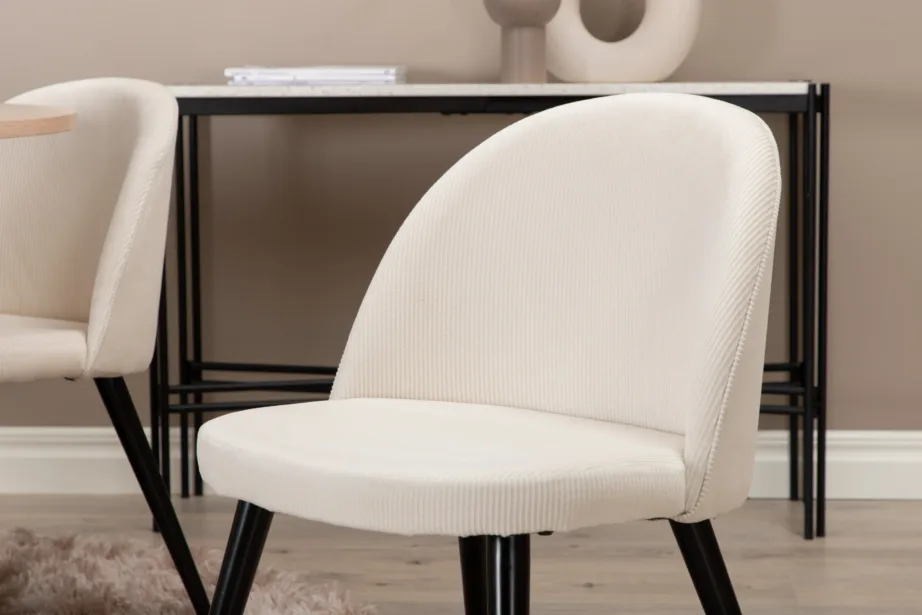 Ümmargune söögilaud Bianca valge peitsiga, 4 sametist tooli, GR22210 – 3