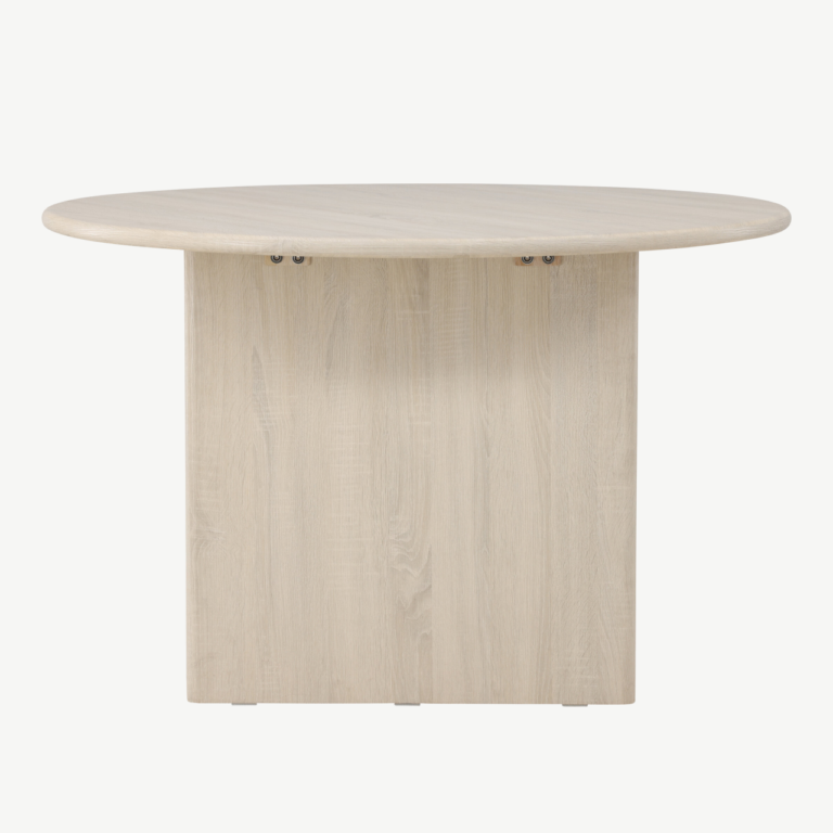 Ümmargune söögilaud Björholmen, valge peitsiga MDF, ø120 cm - 61784-103