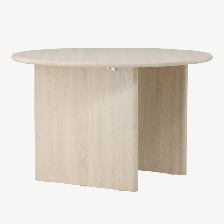 Ümmargune söögilaud Björholmen, valge peitsiga MDF, ø120 cm - 61784-103