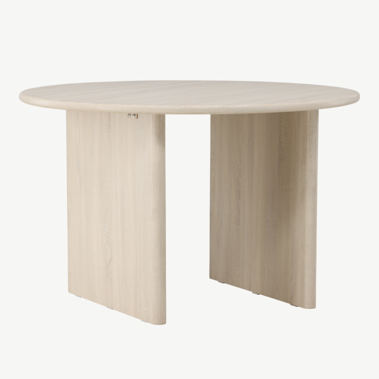 Ümmargune söögilaud Björholmen, valge peitsiga MDF, ø120 cm - 61784-103