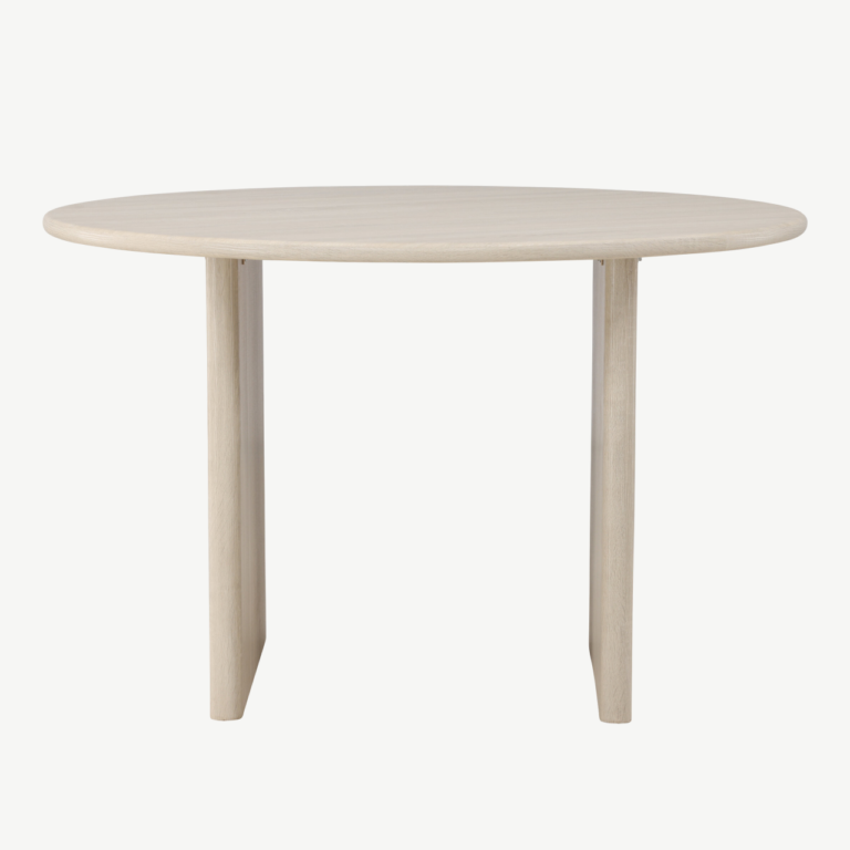 Ümmargune söögilaud Björholmen, valge peitsiga MDF, ø120 cm - 61784-103