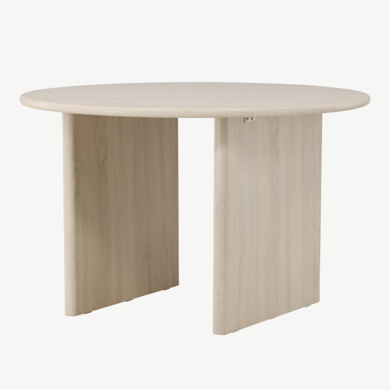 Ümmargune söögilaud Björholmen, valge peitsiga MDF, ø120 cm - 61784-103
