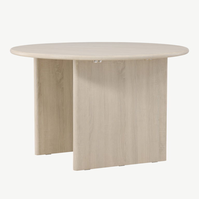 Ümmargune söögilaud Björholmen, valge peitsiga MDF, ø120 cm - 61784-103