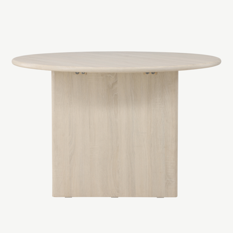 Ümmargune söögilaud Björholmen, valge peitsiga MDF, ø120 cm - 61784-103