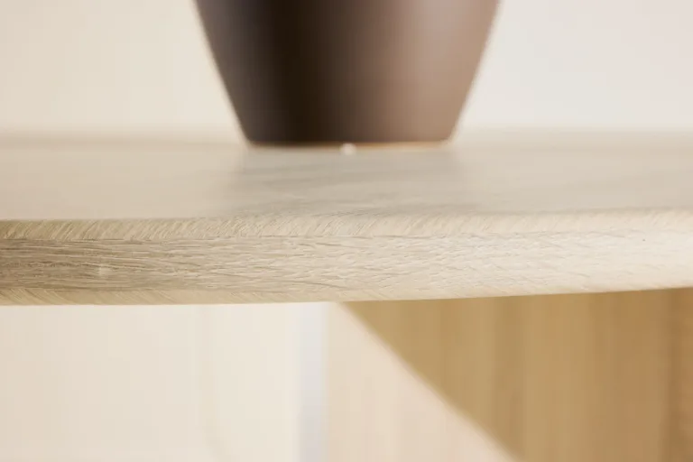 Ümmargune söögilaud Björholmen, valge peitsiga MDF, ø120 cm - 61784-103