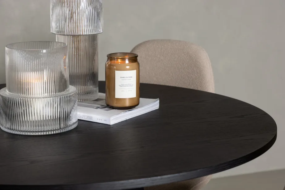 Ümmargune söögilaud Bootcut ja Polar buklee toolid, must/beež (Ø110cm), GR23796 – 6