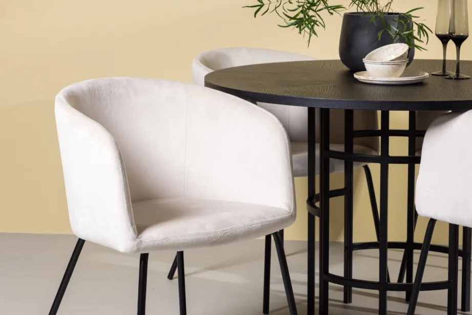 Ümmargune söögilaud Copenhagen koos sametist toolidega (must, beež velvet, ø115cm), GR22829 – 9