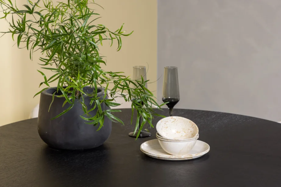 Ümmargune söögilaud Copenhagen koos sametist toolidega (must, beež velvet, ø115cm), GR22829 – 10