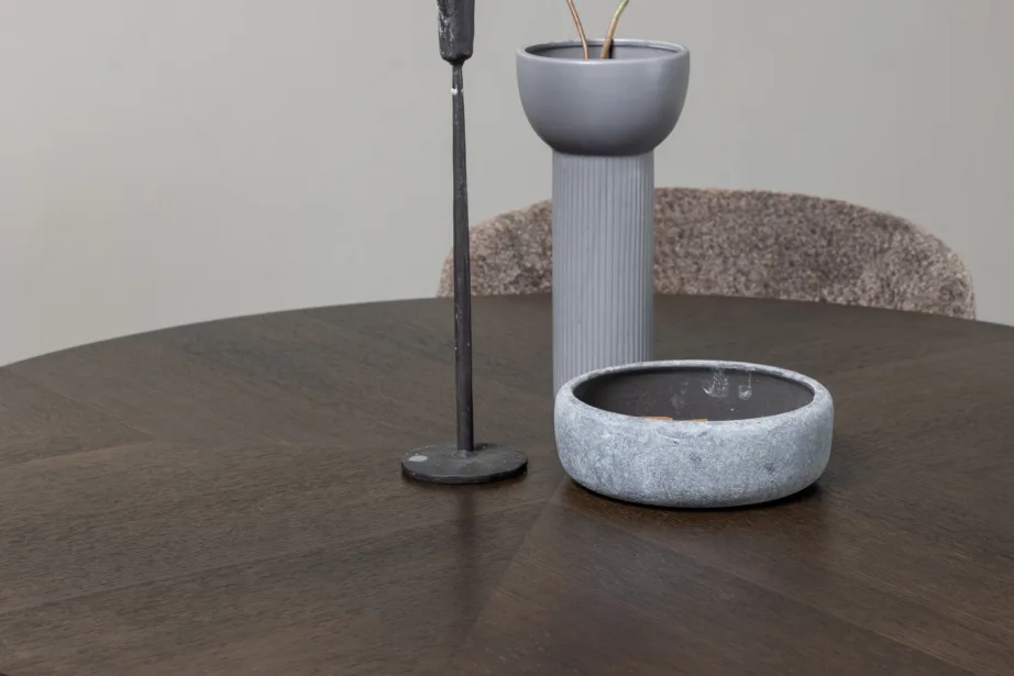 Ümmargune söögilaud Copenhagen mokkavineeriga ja nelja halli bukleetooliga, GR23203 – 10