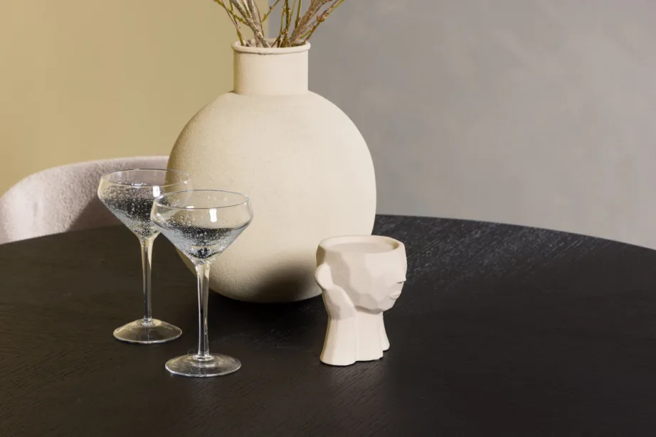 Ümmargune söögilaud Copenhagen musta MDF-plaadiga ja Modesto beežid söögitoolid (Ø115cm), GR23219 – 10