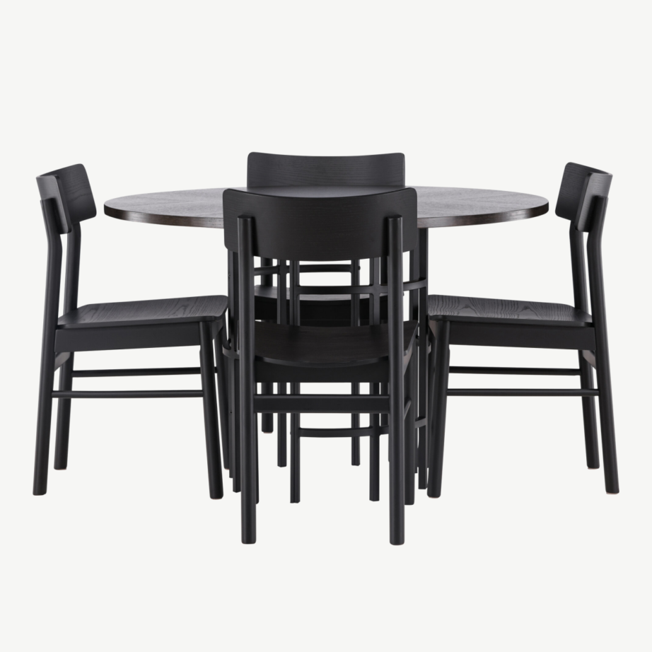 Ümmargune söögilaud Copenhagen toolidega Montros (mokkatoon, must pöök), GR23204 – 2