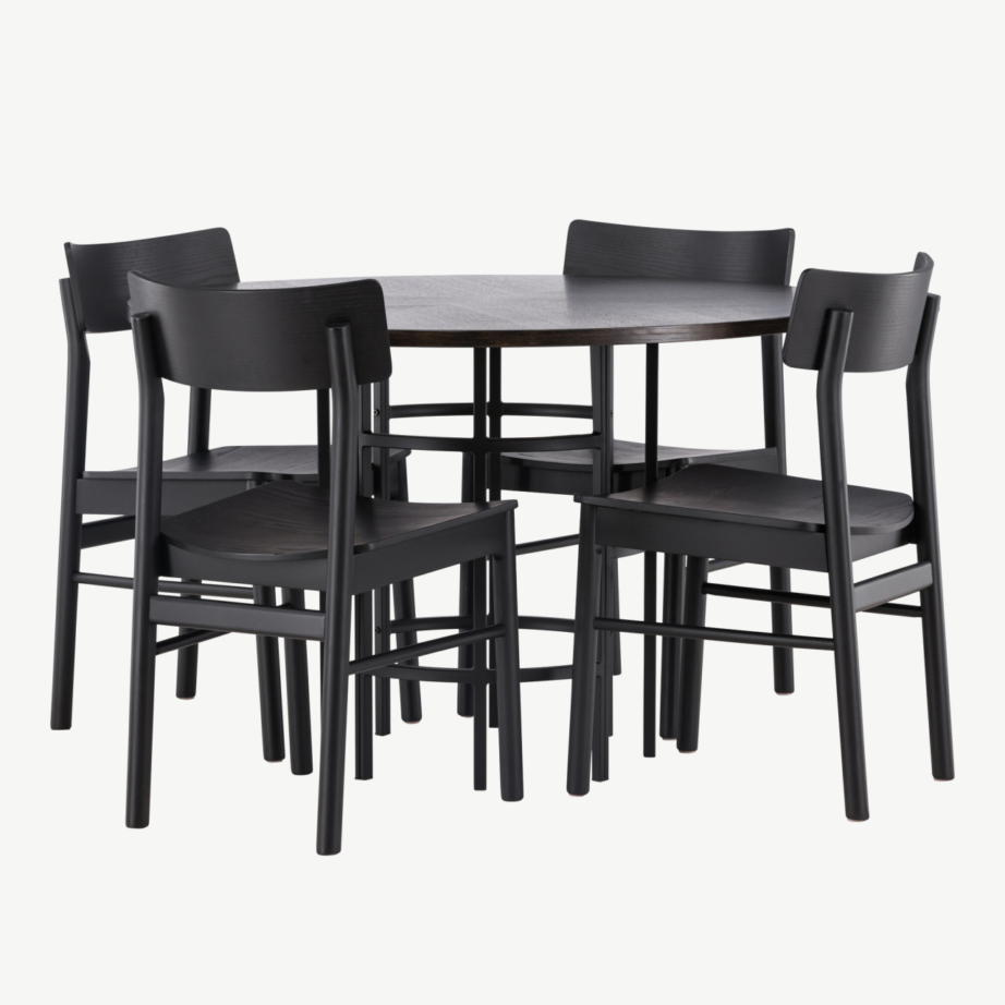 Ümmargune söögilaud Copenhagen toolidega Montros (mokkatoon, must pöök), GR23204 – 3