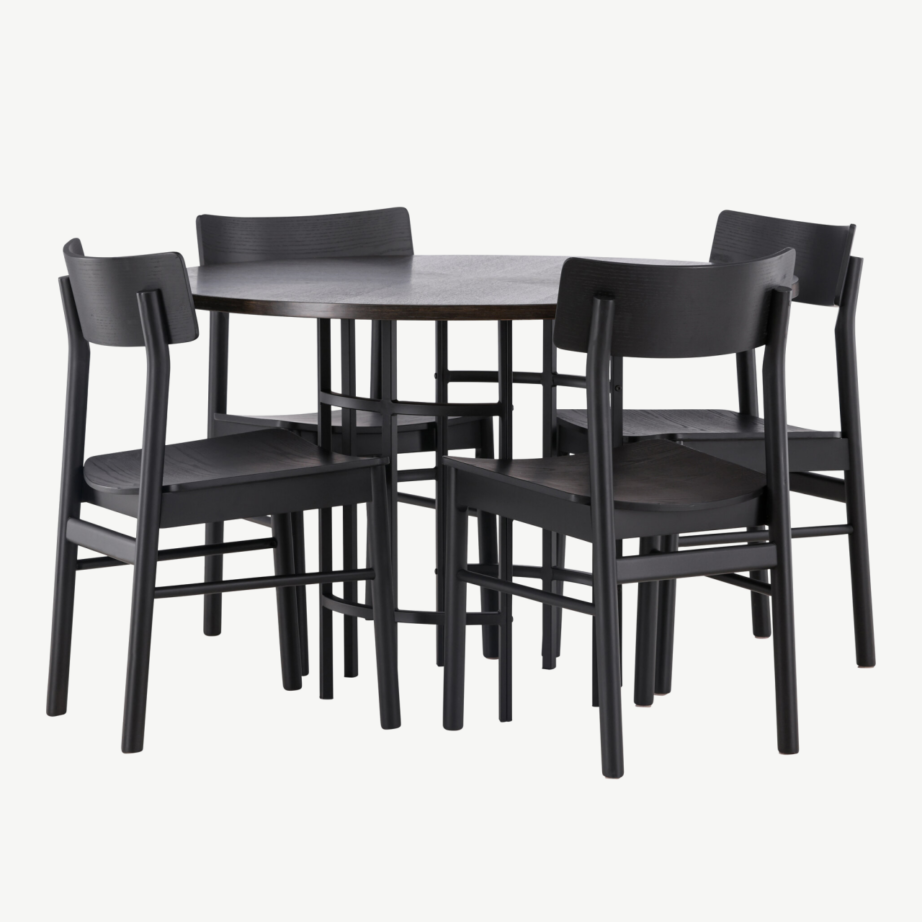 Ümmargune söögilaud Copenhagen toolidega Montros (mokkatoon, must pöök), GR23204 – 4