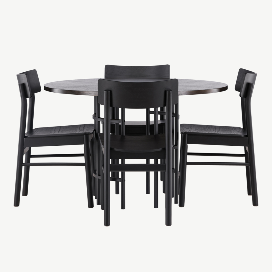 Ümmargune söögilaud Copenhagen toolidega Montros (mokkatoon, must pöök), GR23204 – 5