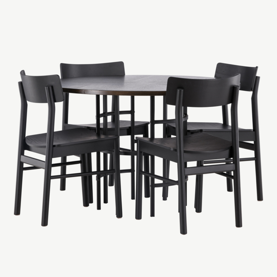 Ümmargune söögilaud Copenhagen toolidega Montros (mokkatoon, must pöök), GR23204 – 6