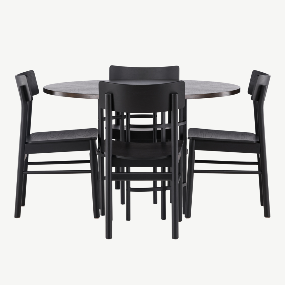 Ümmargune söögilaud Copenhagen toolidega Montros (mokkatoon, must pöök), GR23204 – 7