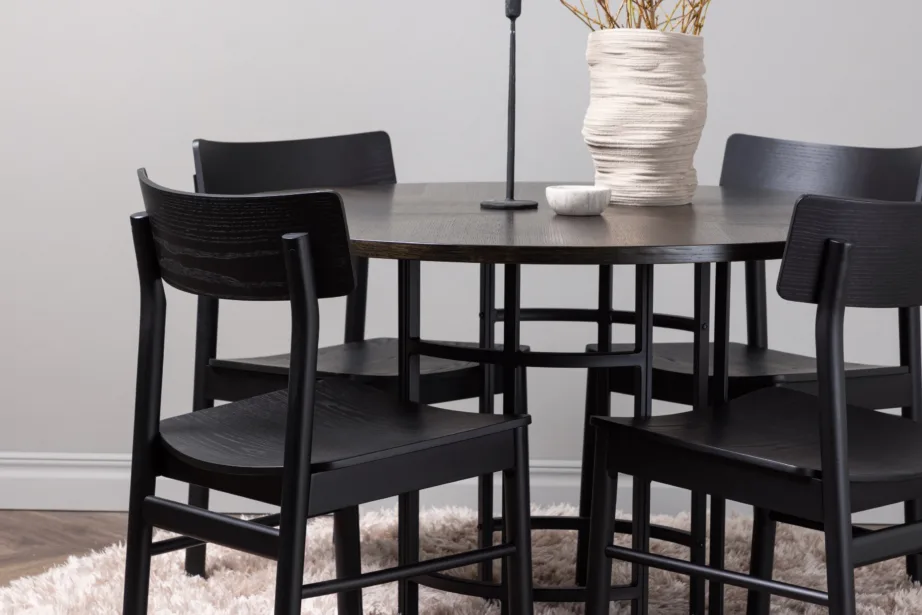 Ümmargune söögilaud Copenhagen toolidega Montros (mokkatoon, must pöök), GR23204 – 9
