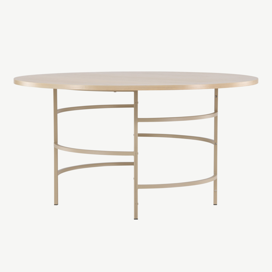 Ümmargune söögilaud Copenhagen (valge peitsiga MDF, beež metalljalg, ø140 cm), 62031-112 – 7