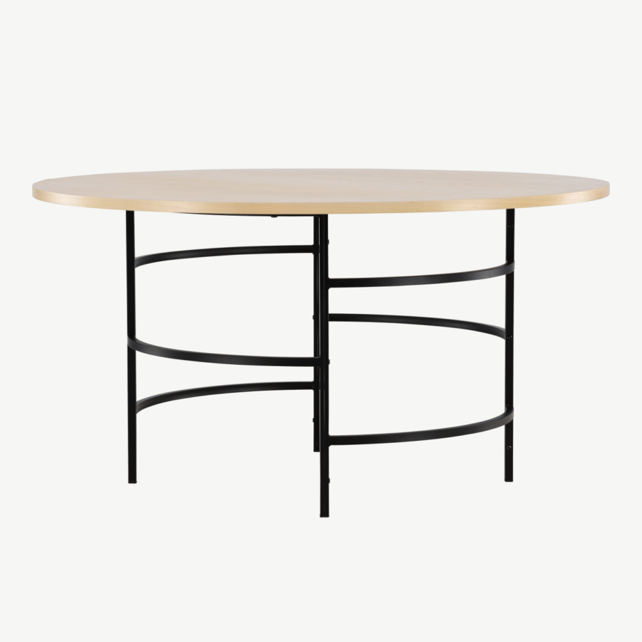 Ümmargune söögilaud Copenhagen (valge peitsiga MDF, must metall, ø140 cm), 62031-130 – 2