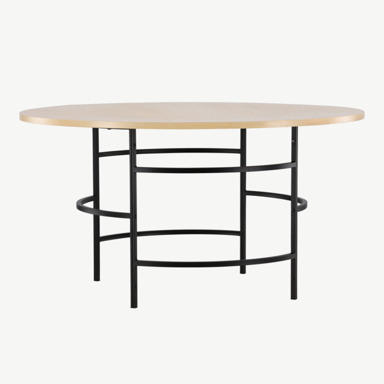 Ümmargune söögilaud Copenhagen (valge peitsiga MDF, must metall, ø140 cm) - 62031-130